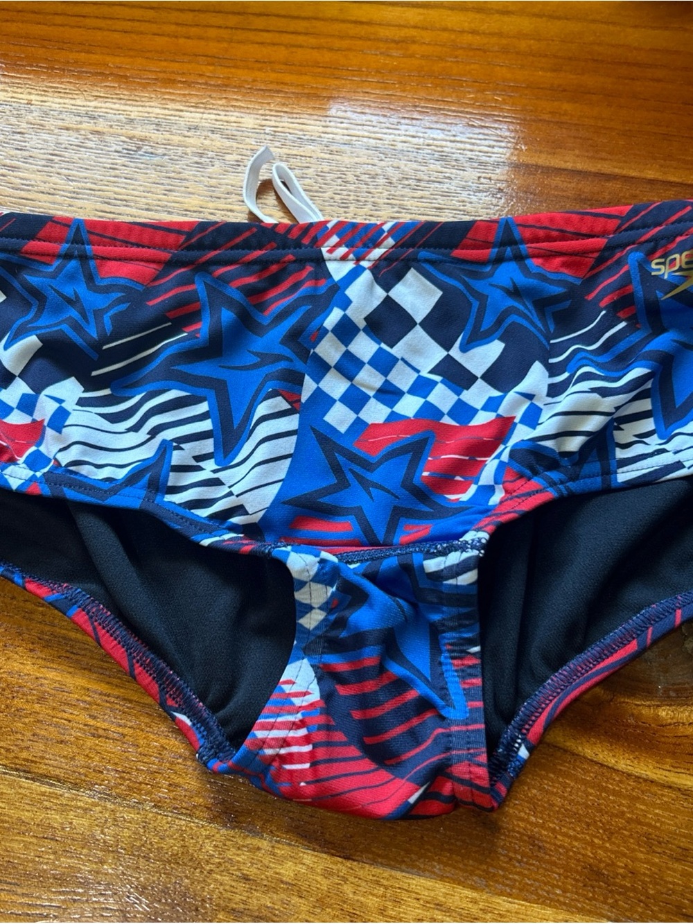 NWT MENS SZ 30 Speedo Red, Blue & White Star-Print Swim Brief
